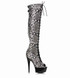 609-Zoelle, Snake Print Peep Toe Thigh High Boots