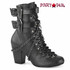 VIVIKA-128, 3 Inch Block Heel Lace-up Black Vegan leather Boots by Demonia