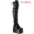 WAVE-315, 6 Inch Black Patent Wedge Platform Boots by Demonia