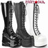 Demonia | WAVE-200, 6 Inch Wedge Lace-up Knee High Boots