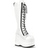 WAVE-200, 6 Inch Wedge Lace-up Knee High Boots White Vegan leather by Demonia
