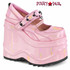 Wave-48, 6 Inch Baby Pink Wedge Platform Maryjane by Demonia