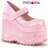 Demonia WAVE-32, Baby Pink 6 Inch Wedge Maryjane Baby Pink Platform