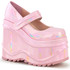 WAVE-32, 6 Inch Baby Pink Wedge Maryjane Baby Pink Platform by Demonia
