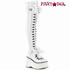 KERA-303, White Thigh High Boots with Bow Accents by Demonia