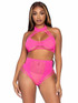 LA81632, Zig Zag Net Top and Skirt Set Color Neon Pink By Leg Avenue