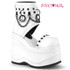 WAVE-22, White Wedge Platform Ankle Cutout Bootie Sandal by Demonia