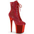 Adore-1020CHRS, 7" Red Rhinestones Ankle Boots By Pleaser