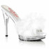 GLORY-501F-8, 5" Comfort Width White Marabou Slipper By Fabulicious