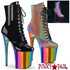 Pleaser | FLAMINGO-1020RC, 8" Rainbow Chrome Platform Boots