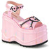 WAVE-09, Baby Pink Wedge Platform With Heart and Chain Detail Sandal