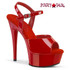 Excite-609, 6" Red Comfort Width Ankle Strap Sandal by Pleaser