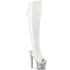 Spectator-3019, 7" White Lace-Up Back Over-The-Knee Boot By Pleaser