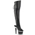 Spectator-3019, 7" Black Lace-Up Back Over-The-Knee Boot