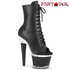 Spectator-1021, 7" Textured Platform Ankle Boot Open Toe/Heel Color Black Faux Leather By Pleaser USA