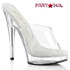 SULTRY-601, 6" Clear Peep Toe Slide By Fabulicious