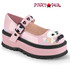 Demonia SLACKER-27, Baby Pink Platform MaryJane W/Skull