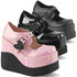 VOID-38, Wedge Platform W/Spider Web Buckle By Demonia