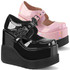 VOID-38, Wedge Platform W/Spider Web Buckle By Demonia