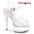 EXCITE-608, 6" Clear Comfort Width Ankle Strap Sandal By Pleaser USA