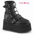 DAMNED-105, Metal Plates Black Vegan Leather Ankle Boot By Demonia
