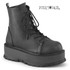 SLACKER-55, 2" Black Vegan Leather Platform Lace-Up Ankle Boot By Demonia