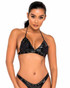 R-6126 - Studded Vinyl Bikini Top with Fringe Detail