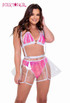 Roma R-6100 - Raver Clear Vinyl Flare Skirt with Suspenders Along With Top 6098 and Short 6099