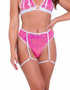 R-6099 - High-Waisted Hot Pink Sequin Raver Shorts With Attach Garter