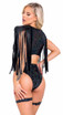 R-6074 - Black Shimmer High-Waisted Shorts & Garter Belt With Top 6071 Back View