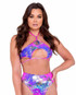 R-6058 - Purple Tie-Dye Keyhole Tie Top By Roma