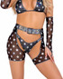 R-6083 - Black Mesh Starts Print Chaps with Belt By Roma