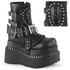 BEAR-150, Tiered Pyramid Studs Platform With Skull Patch Boots By Demonia