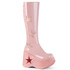 DYNAMITE-218, Baby Pink Cutout Star Platform Knee High Boots By Demonia