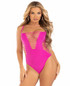 LA89294, Fuchsia Seamless Shredded Racer Bodysuit