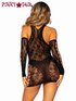 LA86129, Back View Lace and Net Racer Back Mini Dress Set Set by Leg Avenue