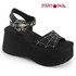 FUNN-10, Black Vegan Leather 2.5" Platform Spiderweb With Spider Buckle Strap Sandal By Demonia