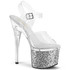 ESTEEM-708LG, Clear/Silver 7" Iridescent Glitters Platform Sandals By Pleaser