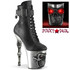 RAPTURE-1020STR-LT, 8" Black/Silver Skull Platform W/Red Led Eyes Ankle Boot By Pleaser