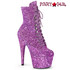 ADORE-1020GWR, 7" Lavender Glitter Ankle Boots