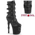 Pleaser RAPTURE-1052BK  8" Finger Bone Skull Sculpted Buckle Straps Boot