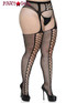 Leg Avenue LA-1776X, Plus Size Lace Up Stockings with Garter Belt