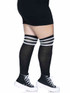 LA-5627X, Plus Size Black/White Athletic Knee Socks by Leg Avenue