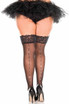 ML-4144Q, Plus Size Sheer Thigh Hi with Faux Rhinestone Backseam