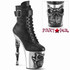 Pleaser RAPTURE-1020STR-02, Ankle Boots with Skull Sculpted Platform