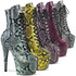 ADORE-1020SPWR, Snake Print Ankle Boots By Pleaser USA