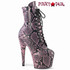 ADORE-1020SPWR, Baby Pink Snake Print Ankle Boots By Pleaser