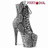 ADORE-1020SPWR, Black Snake Print Ankle Boots By Pleaser