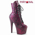 ADORE-1020SPWR, Hot Pink Snake Print Ankle Boots By Pleaser
