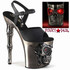 RAPTURE-809-LT, Pewter Skull Sculpted with Lightup Eyes Ankle Strap Sandal